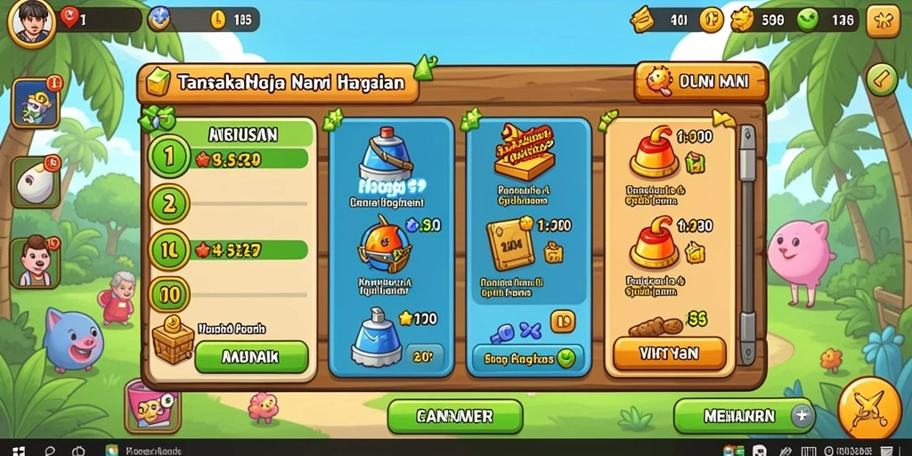 Screenshot 1 menunjukkan karakter utama dalam aksi.